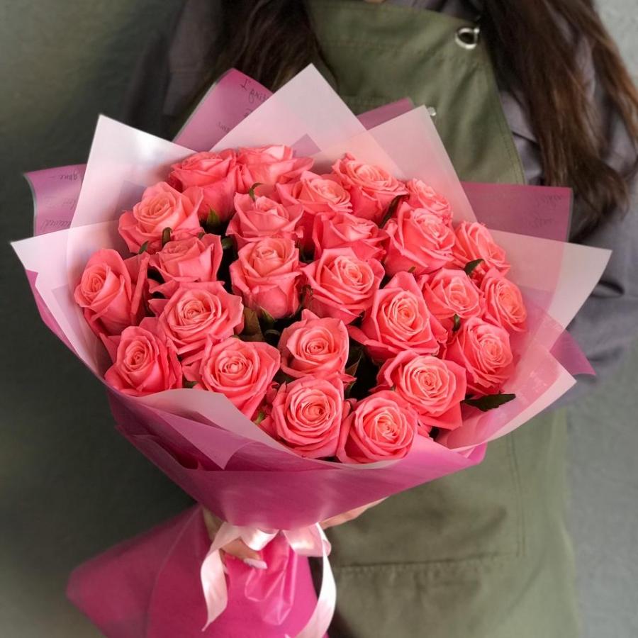 Розовые розы 50 см 25 шт. (Россия) артикул букета: 309320