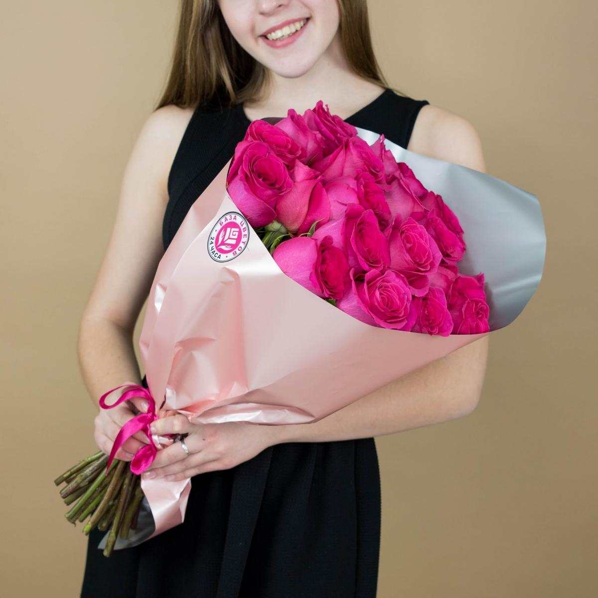 Букет из розовых роз 21 шт. (40 см) (articul: 81624)