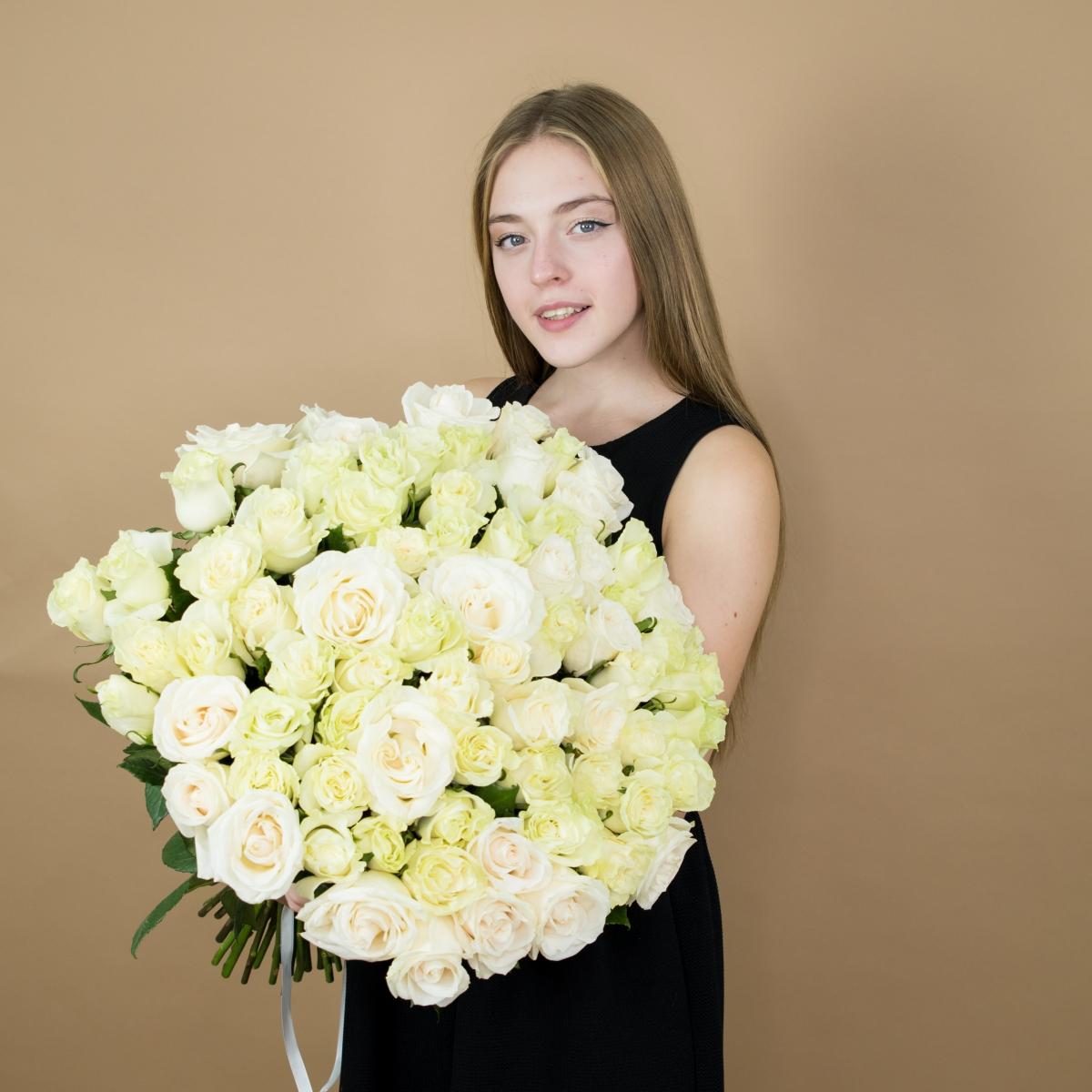 Букет из белых роз 101 шт 40 см (Эквадор) (артикул букета  84360)